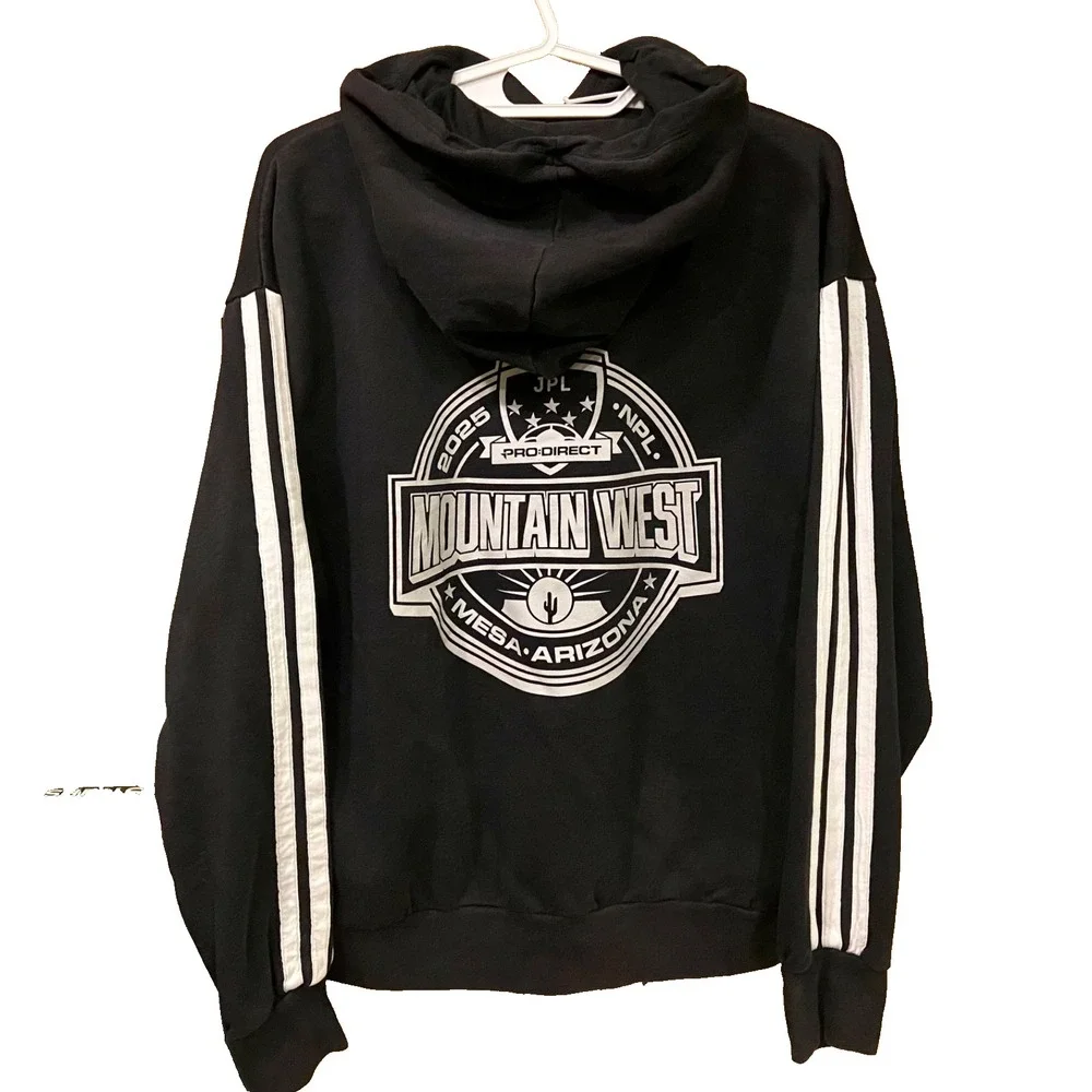 Adidas Mountain West Hoodie Medium Black Hooded Graphic Official Event Merch EUC